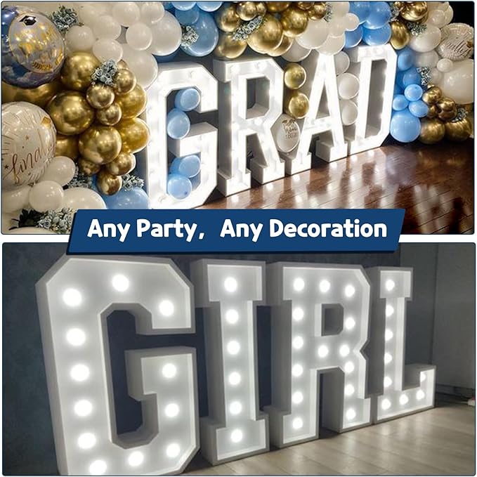 imprsv Marquee Letter S, 3FT Decorative Signage, Cool White LED Light Up Foam Board Letter for Wedding, Birthday Decorations