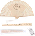 50 PCS Custom Fans Personalized Folding Fans for Line Dancing Wooden Hand Fan Wedding Favors Bulk Fans for Guests Party Event Use (Style06)
