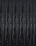 GOER 3.2 ft x 9.8 ft Metallic Tinsel Foil Fringe Curtains Party Photo Backdrop Party Streamers for Halloween,Birthday,Graduation,New Year Eve Decorations Wedding Decor (5 Packs,Black)