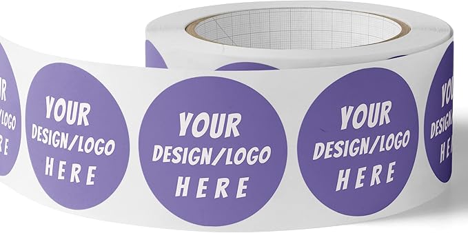 150 Custom Circle/Square BOPP Roll Labels- Personalized Stickers for Business Logo, Party, Wedding Favor, Baby Shower-Any Design Text + Image, Matte/Gloss Finish (1.5 Inch Circle)