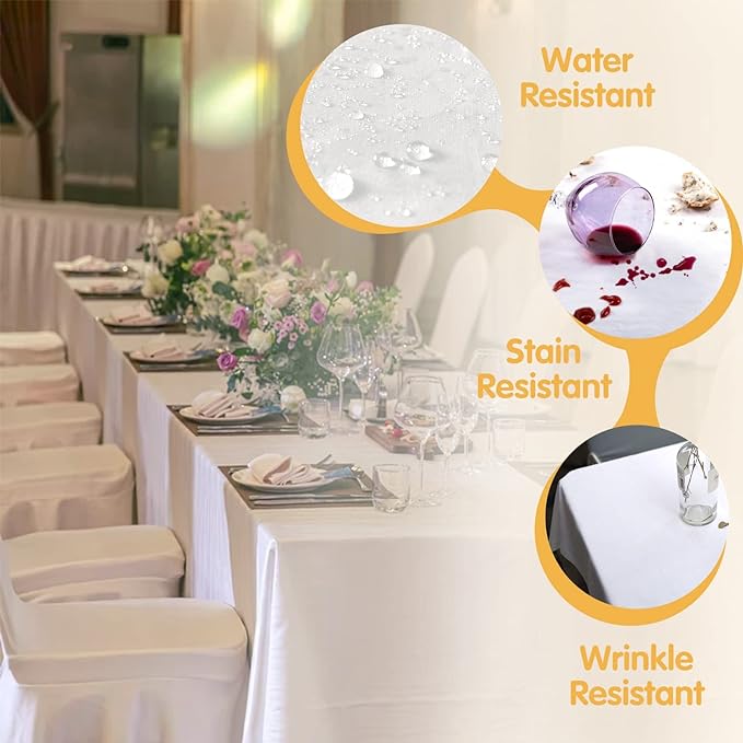 BRILLMAX 8 Pack White Tablecloths for 8 Foot Rectangle Tables 60 x 126 Inch - 8ft Rectangular Bulk Linen Polyester Fabric Washable Cloth Cover for Wedding Reception Banquet Birthday Party