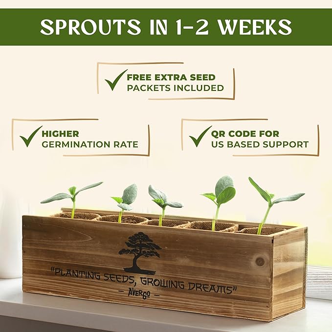 AVERGO Bonsai Tree Kit for Beginners – 5X Unique Japanese Bonzai Trees | Complete Indoor Starter Kit for Growing Plants with Bonsai Seeds, Tools & Planters – Gardening Gifts for Women & Men