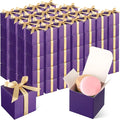 Jutom 100 Pcs Mini Favor Boxes Extra Small Candy Boxes Paper with Gold Ribbon for Christmas Thanksgiving Day Birthday Wedding Anniversary Supplies(2 x 2 x 2 Inch,Purple)