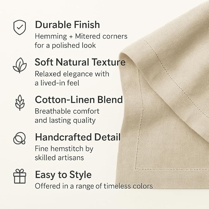 Black Table Runner 90 Inch–Cotton Linen Hemstitch Farmhouse Table Runner 14x90 – Washable Fabric for Dining, Fall, Halloween, Thanksgiving, Spring, Summer, Wedding, Everyday Décor – Serena