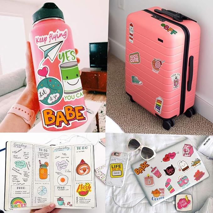 QTL Cute Stickers for Girls VSCO Stickers for Hydroflask Laptop Kids Teens Girls Waterproof Vinyl Packs 50Pcs