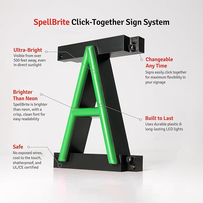 SpellBrite TO-GO BEER Sign | Beer-Related Sign with Neon Look, Green LED Light Source | 19.8" x 15.0"