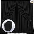 Black Backdrop Curtains - 6 Panel Photo Curtains for Party, Wedding, Ceremony - 5ft x 10ft
