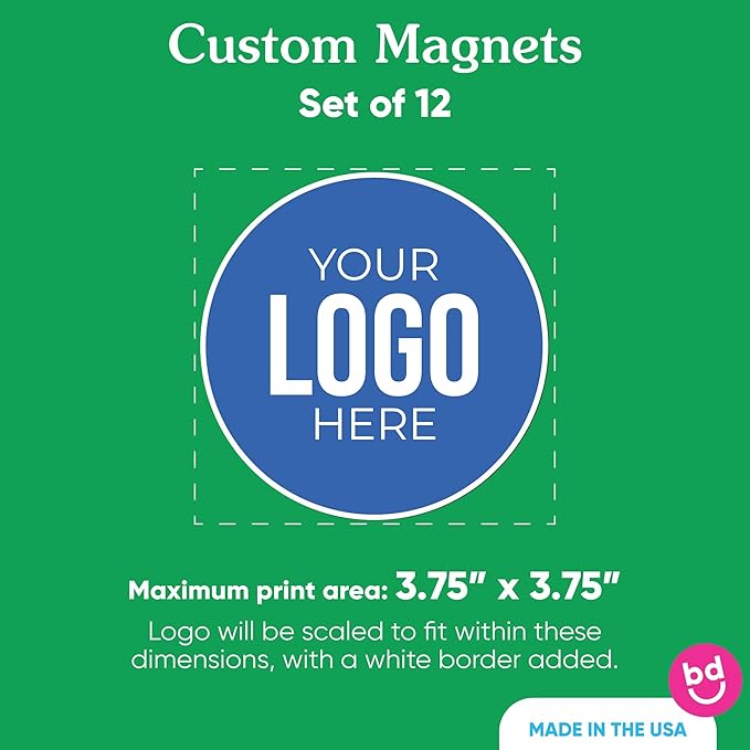 Big Dot of Happiness Custom Logo Magnets, Personalized Fridge Cutout Magnets for Businesses, Events, or Branding, Magnetic Pictures for Kitchen & Home Decor - Set of 12