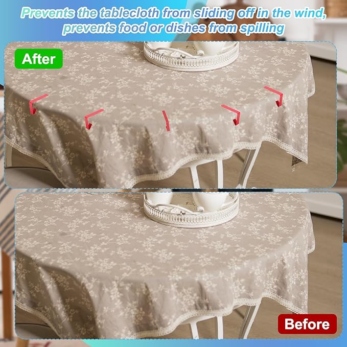 uxcell 4 Pack Tablecloth Clips, Stainless Steel Table Cloth Cover Clamps, 2.56" x 2.68" Windproof Holder Clips for Home Party Picnic Wedding Camping Dining Tables, Black
