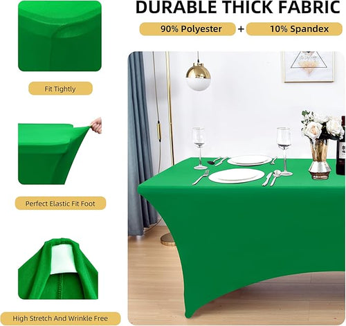 10-Pack 6ft Spandex Table Covers for Rectangle Standard Folding Tables - Wrinkle Resistant Stretch Tablecloths - Ultimate Fitted Table Protector for Parties, Banquet, Wedding
