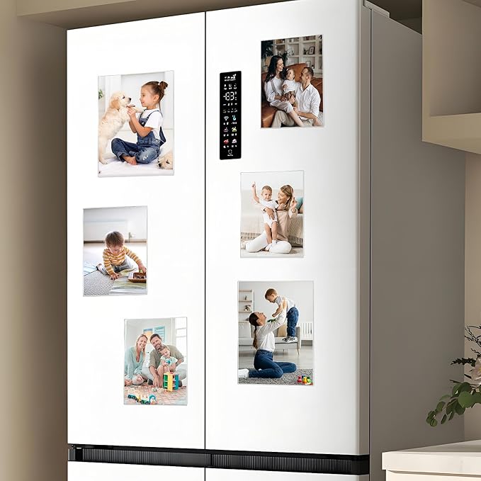 Magnetic Picture Frames for Refrigerator 4x6 Inch, Magnetic Photo Holders for Fridge, 4 Pack Acrylic Magnetic Picture Frame for Displaying Frames,Children Artworks