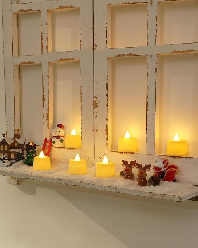 Amagic 12/24/50/100/150 Pack LED Tea Lights, Flameless Votive Candles, Battery Operated Tealights Candles for Halloween, Christmas, Home Decor, Wedding,Theme Party, Festival（12 Pack, Warm Ivory）