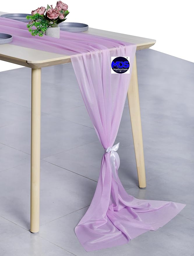 MDS Halloween Chiffon Table Runner - 25 Pack, 29 x 170 Inches, 14ft Each - Sheer Spooky Table Runners for Haunted House Parties, Trick-or-Treat Tables, Witchy Décor, Wedding & Events - Orchid