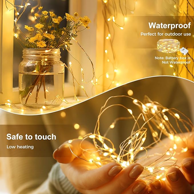 kolpop 6 Pack LED Fairy Lights Battery Operated, Mini Twinkle String Lights Battery Powered Waterproof for Christmas Mason Jars Party