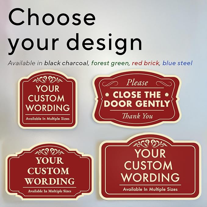 Custom Decorative Metal Sign 'Design 1 Red Brick' 14x10 In - Personalized Aluminum Driveway Sign, Waterproof, Made In USA