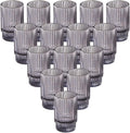 Serene Spaces Living 3.75in Smoke Ribbed Glass Votive Holder, Decorative Centerpiece for Wedding, Christmas, Thanksgiving, Dining Table, Home Décor, 2.25" Diameter & 3.75" Tall, Pack of 32
