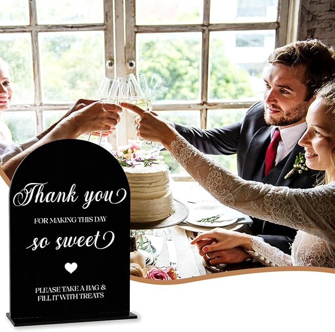 Black Candy Bar Sign, Dessert Table Sign, Wedding Engagement Bridal Shower Decor fo Ceremony Reception Party, Weddings Table Acrylic Sign