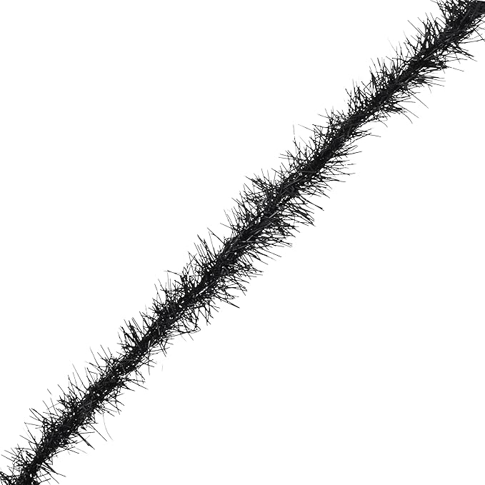 Mandala Crafts Black Tinsel Garland - Thin Metallic Foil Glitter Mini Garland for Christmas Tree, Party, Wedding Decor, and Holiday Decorations