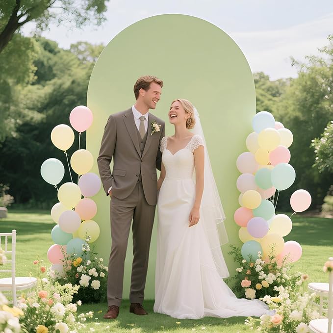 Ledido Wedding Arch Backdrop Cover 6FT 7.2FT Arch Covers 2Set Fitted Stretchy Spandex Round Top Stand Backdrop Cover for Wedding Banquet Ceremony Birthday Party Baby Shower Event Decoration,Green