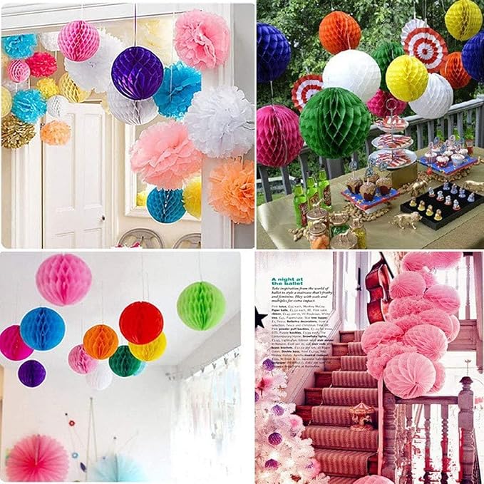 8pc Honeycomb Balls Party Decorations 6''8''10''12'' Tissue Paper Pom Poms Flower Balls Hanging Paper Honeycomb Balls for Party Baby Shower Birthday Wedding Nursery Wall Decor Green Set