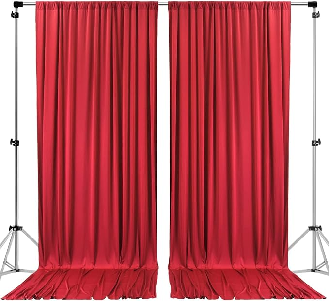 AK TRADING CO. 10 feet x 10 feet Polyester Backdrop Drapes Curtains Panels with Rod Pockets - Wedding Ceremony Party Home Window Decorations - RED (DRAPE-5x10-RED)
