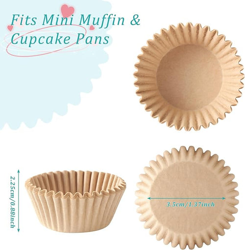 1.4 inch 1000-Count Mini Cupcake Liners Bright Colorful Muffin Baking Cups, Odorless,Baking Paper Cups for Baking Candy Cooking，Upgraded & Food Grade Grease-Proof Paper(Brown, 1.4 Inch)