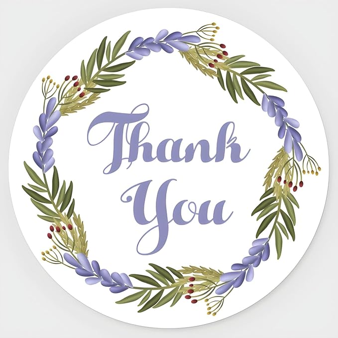 Custom Stickers for Weddings, Birthdays & Businesses - Personalized Labels with Your Logo - Waterproof, Fade and Heat Resistant - Pack of 100-1000 (Wreath O, 3.5 Inch)