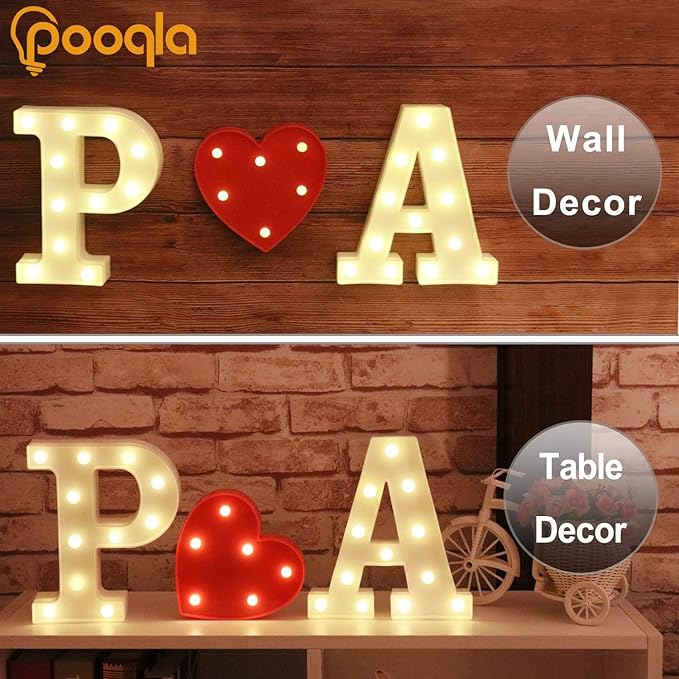Pooqla LED Marquee Letter Lights Sign, Light Up Alphabet Letter for Home Party Wedding Decoration Q