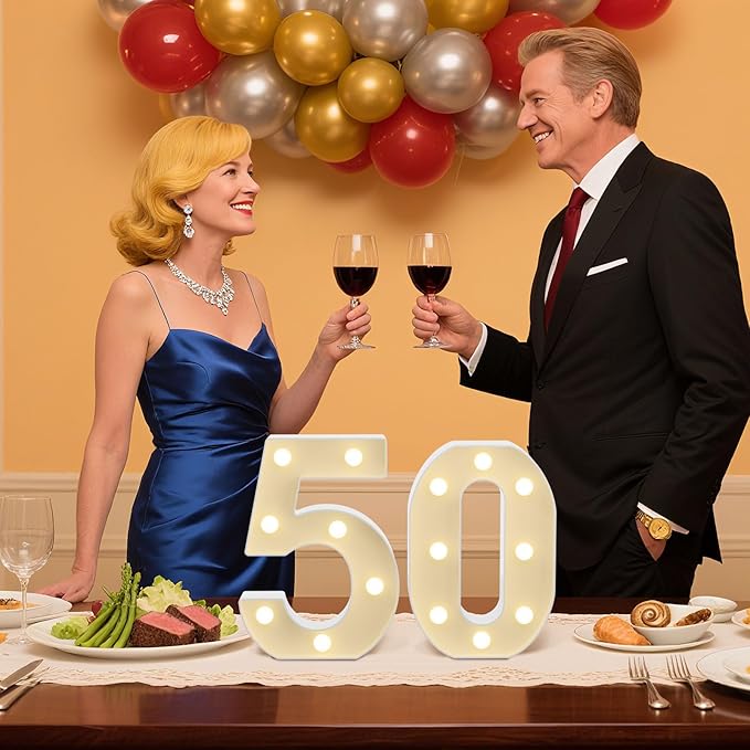 LED Marquee Light Up Numbers Sign - Lighted Birthday Numbers Sign for Birthday Party Decoration, Bar Wall, Home, Table Room, Wedding and Christmas Decorations, Number 1