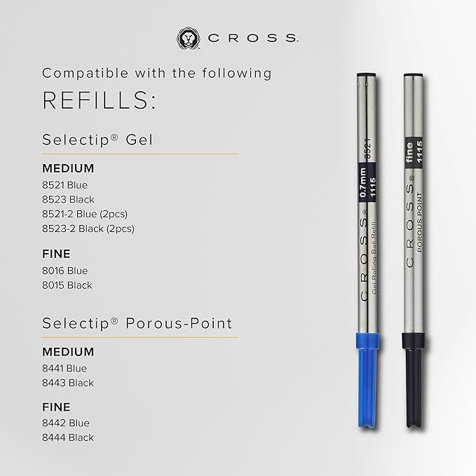Cross Bailey Light Refillable Rollerball Pen Presented in a Everyday Gift Box - Medium Point, Black Ink, Red