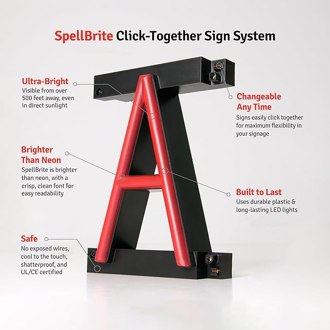 SpellBrite TO-GO BEER Sign | Beer-Related Sign with Neon Look, Red LED Light Source | 19.8" x 15.0"