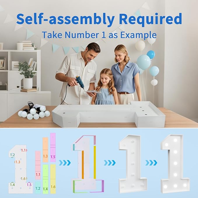 imprsv Marquee Numbers Large 3rd-Birthday Decorations: 4ft Light Up Number Party Decor 3 Year Old Girl and Boy Birthday Decoration Backdrop Anniversary Cardboard Big Mosaic Balloon Frame Number 3