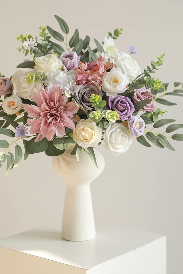 Serra Flora Artificial Flowers Combo Box Set Faux Flowers Bulk Flower Leaf with Stems Arrangements for DIY Wedding Bouquets Party Table Centerpieces Home Decorations Indoor Outdoor