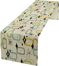 Mid Century Table Runner, Flag Retro Atomic Starburst 1950s Abstract Geometric Space Tabletop Decoration for Home Kitchen Restaurant Table Flag 13x108 Inch