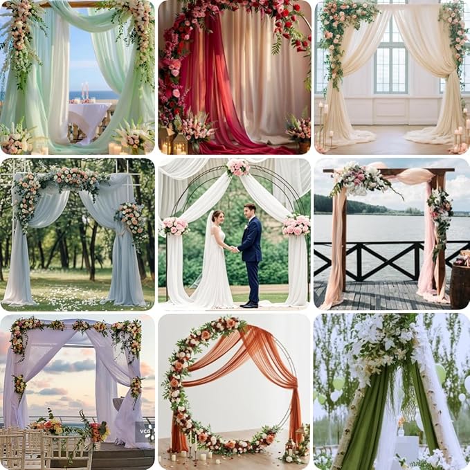 Blush Pink Wedding Arch Draping Fabric 1 Panel 29" × 20FT Sheer Drapes Outdoor Curtain for Wedding Ceremony Baby Bridal Shower Arch Ceiling Backdrop Decor