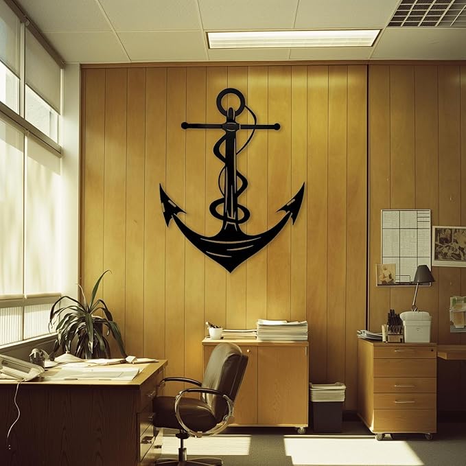 XXQ Anchor Wall Decor - Antique Metal Anchor for Bedroom & Living Room - 12" x 19" / 31 x 47cm