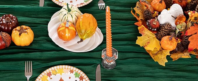 Emerald Green Cheesecloth Table Runner Fall Table Runner Boho Gauze 120 Inches Green Cheese Cloth Fall Table Decorations for Thanksgiving Wedding Bridal Baby Shower Tea Party