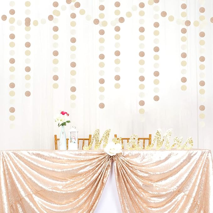 Boho Champagne-Gold Party-Decorations Streamers-Garland - 52ft Fall Rustic Birthday Hanging Paper Banner,Autumn Baby Bridal Showe Neutral Wedding Bachelorette Decor Hugfond