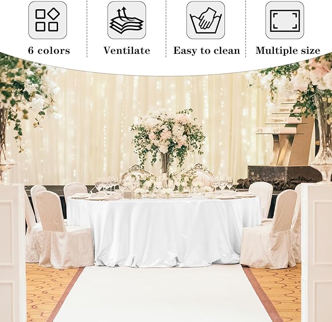Fitable 6 Pack White Round Table Clothes - 90 Inches in Diameter - Stain Resistant and Washable Tablecloths, Polyester Fabric Table Covers for Wedding, Party, Banquet, Gathering