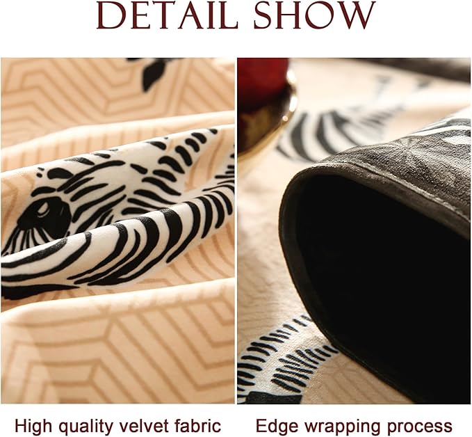 patdrea Designer Elegant Wild Animals Velvet Table Runner, Beige Brown with Zebra Texture Pattern Table Mat, Decoration for Kitchen Dining Coffee Table Cabinet Banquet Thanksgiving,12"*102"