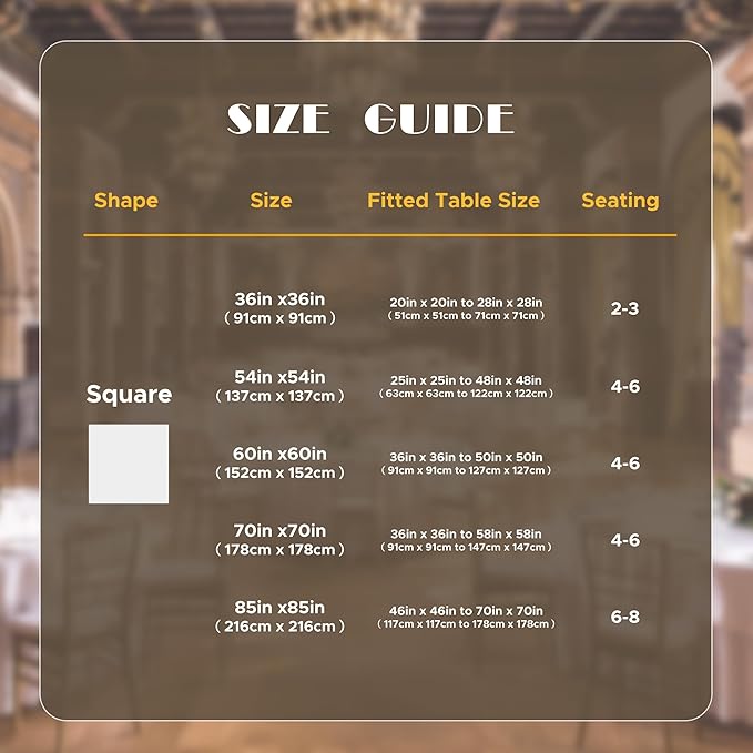 sancua Black Square Tablecloths 54x54 Inch - Fabric Table Cloth for Square or Round Tables, Washable Polyester Table Cover for Dinner, Holiday Party, Decorative Display Tables