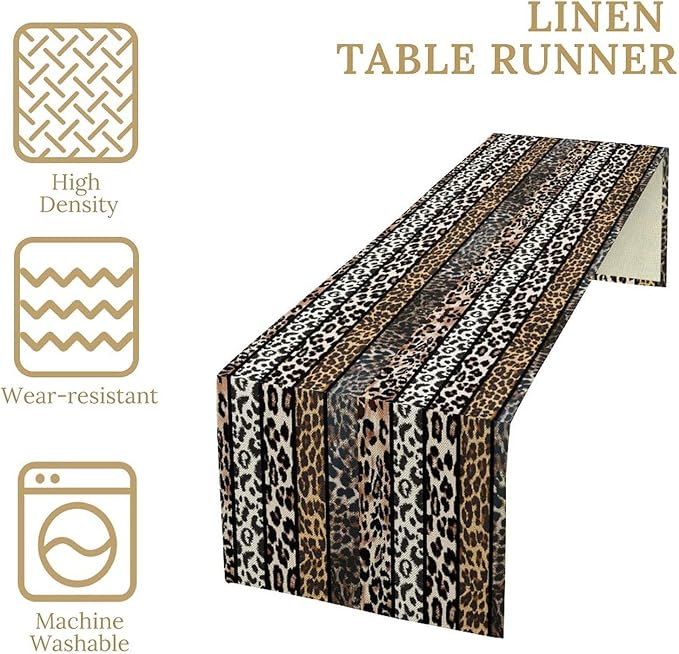 Cow Patchwork Print Table Runner, Country Farm Animal Fur Skin Farm Safari Wildlife Pattern Table Runner for Dinner Dinning Home Kitchen Living Room Party Holidays Setting, 13x90 Inch