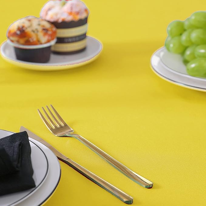 Rectangle Tablecloth 90x156 inch Washable Polyester Fabric Table Cloth for Wedding Party Dining Banquet Decoration（90x156, Yellow）
