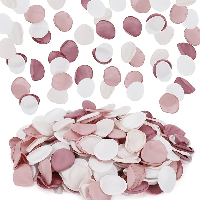 Suream 600 Pieces Silk Flowers Petals, Blush Pink Faux Flowers Petals for Flower Girl Basket, Fake Petals for Wedding Accessories, Romantic Dinner Table Centerpieces Bridal Shower Party Decor