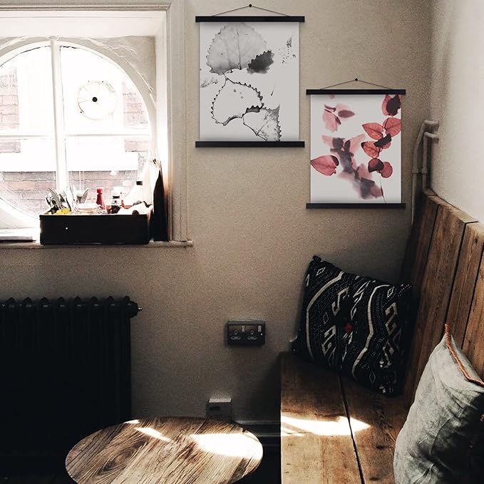 Poster Frame Frames 120x80 120x90, Magnetic Light Wood Wooden Poster Hangers Hanger Hanging Kit for Canvas Artwork Art Print (120cm /47",Black)