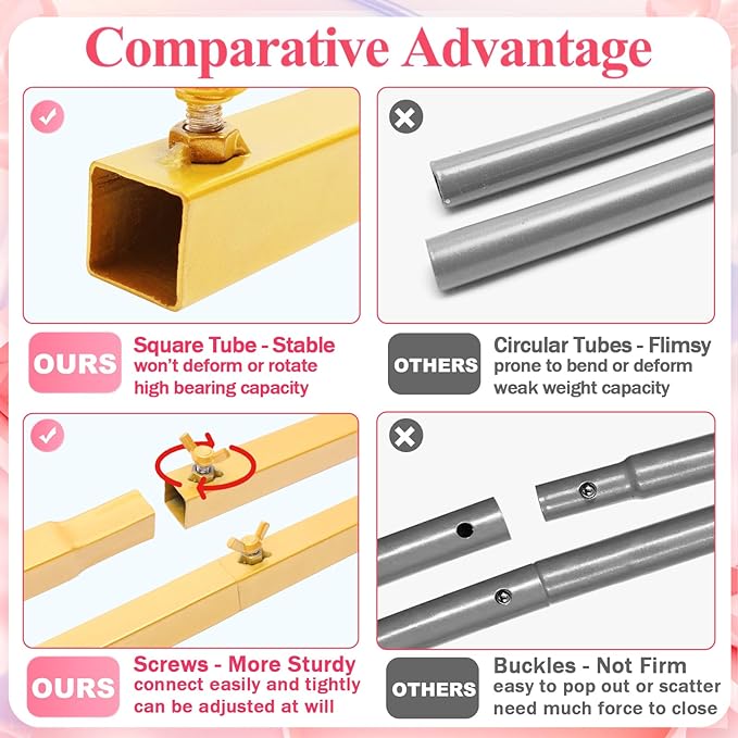 Asee'm 6.6FTx5.2FT Gold Wedding Arch Backdrop Stand Square Metal Rectangular Arch Frame for Ceremony Party Birthday Bridal Baby Shower Anniversary Arbor Balloon Decoration