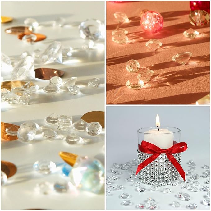 PATIKIL 14000Pcs Wedding Table Scatter Confetti Crystals 3mm Acrylic Diamonds Vase Fillers Gems for Table Centerpiece Decorations Bridal Shower Party, Red AB