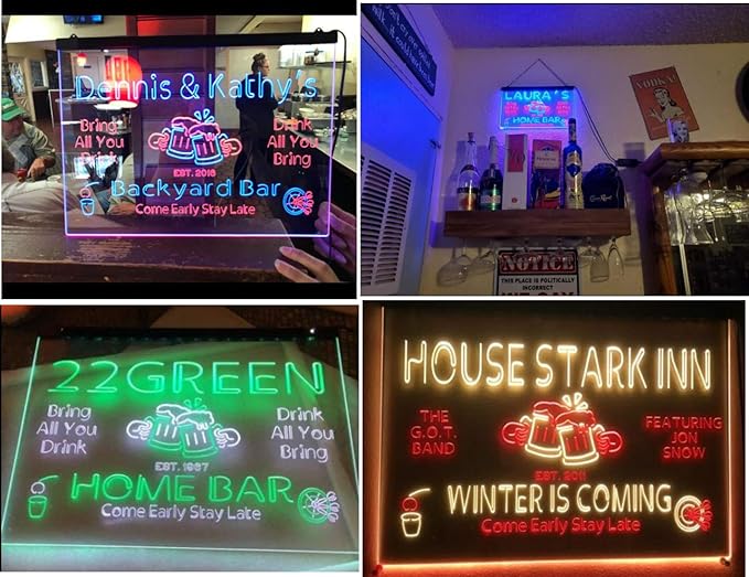 ADVPRO Personalized Your Name Custom Home Bar Beer Established Year Dual Color LED Neon Sign Green & Yellow 16 x 12 Inches st6s43-p1-tm-gy