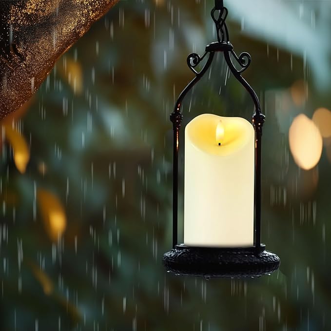 Amagic Waterproof Outdoor Flameless Candles with Remote, LED Candles Battery Operated with Timer, Flickering Fake Pillar Candle for Outside Patio Yard Decor, Ivory, Set of 5, D3 X H4 5" 6" 8" 8"
