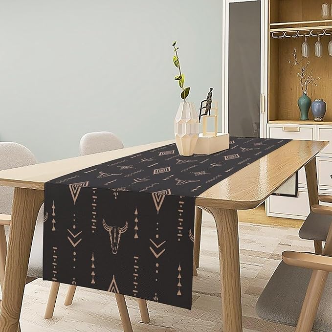 Aztec Table Runner Southwest Native Navajo Tribe Geometric Vintage Country Dinner Table Decoration Table Runner 13x60 Inch